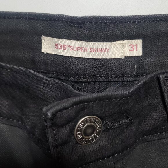 Levi's 535 Super Skinny Black Opal Biker Jeans Sz 31 -shipping incl - Picture 4 of 16